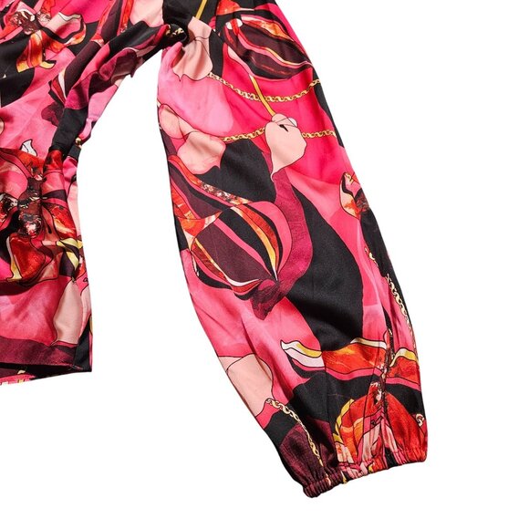 INC Women’s Twist Blouse Pink Print 6 Maximalist Power Top Night Out Bold - Picture 9 of 13